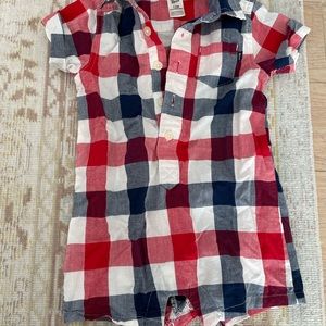 Oshkosh Baby Boy One Piece Romper Checked Multicolor